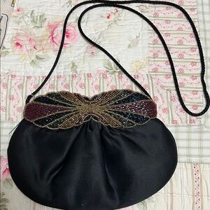 Chic Black and Multicolor Beaded Clutch